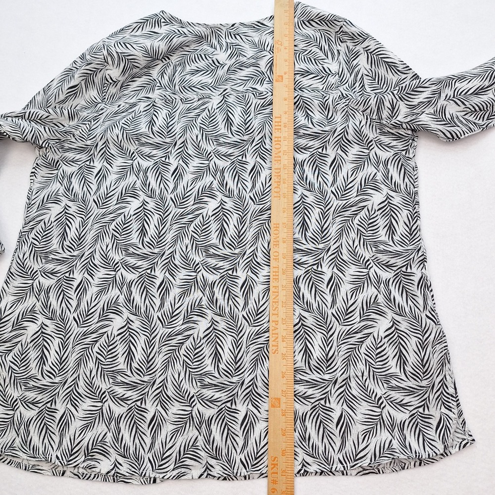 Tahari Top Womens 2X Black Palm Leaf Botanical 100% Linen Tunic European Flax - Picture 5 of 8